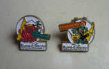 2 PIN'S ESSO A.B. MICKEY EURODISNEY GOOFY DINGO FRONTIERLAND DONALD ADVENTURELAND - Pin's