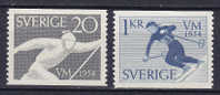 Sweden 1954 Mi. 388-89 Nordische Skiweltmeisterschaften In Falun MNH** - Unused Stamps