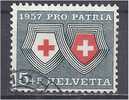 SWITZERLAND 1957 Pro Patria. Swiss Red Cross & National Cancer League Funds -   5c.+5c Shields FU - Oblitérés