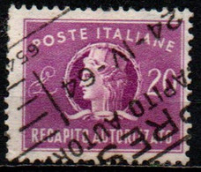 # 1955 Italia Repubblica Recapito Autorizzato Da Lire 20 Usato Filigrana Stelle - Segnatasse