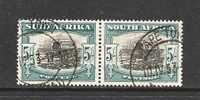 SOUTH AFRICA UNION 1947 Used Pair Definitives 5 Sh Hyph. Screened  SACC-121  #12192 - Used Stamps