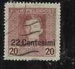 OCCUPAZIONE AUSTRIACA 1918 CENT. 22 SU 20 H USATO USED OBLITERE' - Occ. Autrichienne