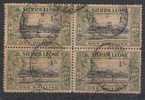 R 1/-  Block Of 4, Sierra Leone Used, 'Freetown From The  Harbour' , / Fruits, Pineapple,  Bannana, Etc., - Sierra Leone (...-1960)