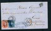 Belgique 1861 Lettre Affr. N°11A Margé + 12A P8b2 ALOST Pour Etats Sardes. - 1858-1862 Medallions (9/12)