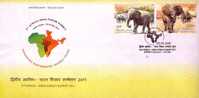 India 2011- Africa-India Summit- African Elephant & Indian Elephant- FDC - Eléphants