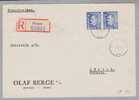 Norwegen 1957-05-07 R-Brief Bergen Nach Zürich 2x65Öre - Storia Postale