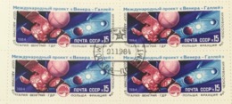 USSR Russia 1984 - Block Of 4 Venus Halley's Comet Project Space Stamps Cto Used SG 5515  Michel 5466 - UdSSR