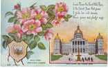 Iowa State Capitol Building , State Flower Wild Rose, Des Moines IA On C1910s Vintage  Postcard - Des Moines