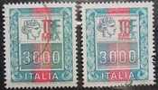 1978 Nr 1440 ALTI VALORI 3000 Lire Varietà RIQUADRO E TESTA SPOSTATA IN ALTO (SUPERA LA CORNICE)in Foto Con Normale A Sx - Variedades Y Curiosidades