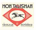 Etiquettes De Vin De Table Rouge  -    Mon Talisman  -  Thème Cheval Course - Caballos