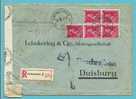 528 (X5) Op Aangetekende Brief Met Stempel ANTWERPEN 2 Naar Duisburg (Duitsland) Met Censuurstrook - 1936-1957 Open Kraag