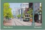 Memphis TN Tennessee , Main Street Scene With Street Car Trolleys, On 1990s Vintage Chrome Postcard - Memphis