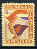 GUERRA CIVIL, ZONA REPUBLICAN. VILLANUEVA*,  5 CTS - Spanish Civil War Labels