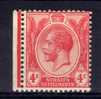 Straits Settlements - 1919 - 4 Cents Definitive (Watermark Multiple Crown CA) - MH - Straits Settlements