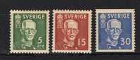 SUEDE N° 254 A, 255 A, 256 * - Unused Stamps