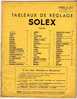 Tableaux De Reglages  SOLEX N° 718 F Pour AMC-Amilcar- Berliet-Chenard & Walcker-Gnome Et Rhone-etc... - Auto