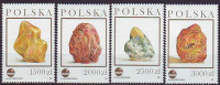 POLAND 1993 AMBER TRAIL 4 STAMPS & MS NHM Mining Crystals Minerals Miners Geology Palaeontology Paleontology Maps - Unused Stamps