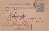 Br India Queen Victoria, Service Postal Card, Railway Postmark, Princely State Patiala, India As Per The Scan - 1882-1901 Imperio