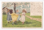 [WIN402] ARTIST SIGNED By MAILICK VINTAGE CA1900 POSTCARD - Children Girls Playing Outdoors - Mailick, Alfred