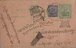 Br India King George V, Postal Stationery Card, Princely State Gwalior Overprint, Snake, Sun, Astronomy, Used, India - Gwalior