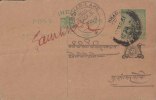 Br India King George V, Postal Stationery Card, Princely State Gwalior Overprint, Snake, Sun, Astronomy, Used, India - Gwalior