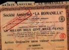 TOURNAI "SA La Romanilla" - Action Ordinaire - Capital  : 1.200.000 Fr - Aardolie