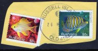 Australia 2010 Fishes Of The Reef 60c Golden Damsel & Regal Angelfish Used- Russell Island Queensland Postmark - Oblitérés