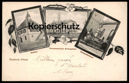 ALTE POSTKARTE HASSLOCH PFALZ PROTESTANTISCHES RETTUNGSHAUS KRIEGERDENKMAL RATHAUS Jugendhof Ansichtskarte Cpa Postcard - Hassloch