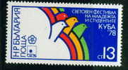 + 2740 Bulgaria 1978 Organizations > World Festival Of Youth And Students In Havana - Four Doves - Sonstige & Ohne Zuordnung