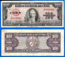 Cuba 100 Pesos 1954 Que Prix + Port Aguilera Caraibe Caribe Kuba Peso Paypal Bitcoin OK! - Kuba