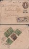 Br India King George V, Postal Stationery Envelope, Princely State Gwalior Overprint, Registered, Snake, Sun, Astronomy - Gwalior