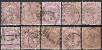 Lote 10 Sellos CEYLON 5 Ctvs Violeta, Yvert 107 º - Ceylon (...-1947)
