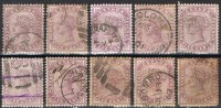 Lote 10 Sellos CEYLON 5 Ctvs Violeta, Yvert 107 º - Ceylan (...-1947)