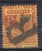 Sello  VICTORIA  2 1/2 Penny Rojo, Certificado R. Yvert 104 º - Used Stamps