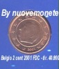 BELGIO BELGIQUE 2 CENT 2001 DA DIVISIONALE BU FDC RARITA´ SOLO 40.000 ESEMPLARI - Belgio