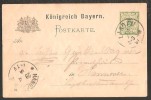 Königreich Bayern Postkarte Von Linden Nach Hannover 1891 - Postwaardestukken