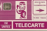 CARTE-PUCE-POLYNESIE-PF2B -150U-S/E-SC4-TR6-TIKI  FUCSHIA-2eSERIE-PT LOGO SCHLUM-5 IMPACT 32139-UTI-TBE-LUXE - French Polynesia