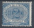 1892-94 SAN MARINO CIFRA 2 CENT MH * - RR8763 - Unused Stamps