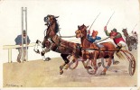 HARNESS RACE - SULKY / COURSE De TROT ATTELÉ - ILLUSTRATION SIGNÉE / ARTIST SIGNED : SCHOENPFLUG - 1909 (i-331) - Hippisme