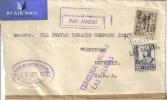 CANARIAS CC A  USA SELLOS AEREOS PROVISIONALES DE CANARIAS Y SELLO ISABEL 50 CTS MAT CORREO AEREO DE LAS PALMAS CENS - Covers & Documents