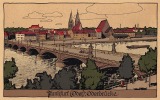 FRANKFURT (ODER) : ODERBRÜCKE - KÜNSTLER STEIN ZEICHNUNG / LITHOGRAPHIE (i-344) - Frankfurt A. D. Oder