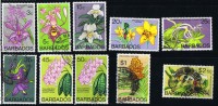 BARBADOS  1974  Native Flowers  10 Values Postally Used - Barbades (...-1966)