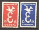 Europa 1958   France   1173/1174  * *  TB - 1958