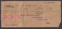 MAURITIUS 1912  REGISTERED LETTER TO INDIA PER S.S. " SURADA " #24883 - Maurice (1968-...)