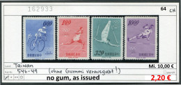 Taiwan 1964 - Formosa 1964 - Republic Of China 1964 - Michel 546-549 (*) Ohne Gummi Verausgabt - Unused Stamps