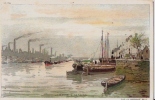 BELGIQUE : SERAING:La Meuse):.Non écrite . Illustrateur Minuscule Trou D´épingle.Bateaux-Usines. - Seraing