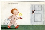 Carte Postale Ancienne Illustrateur John Wills - Une Course Urgente - Petite Fille En Pyjamas - Wills, John