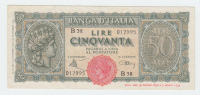 Italy 50 Lire 1944 VF++ P 74 - 50 Lire