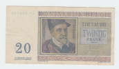 Belgium BELGIQUE 20 Francs 3-4- 1956 VF CRISP Banknote P 132b 132 B - Sonstige & Ohne Zuordnung