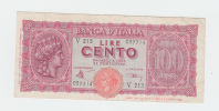 Italy 100 Lire 1944 "F+" CRISP Banknote P 75a 75 A - 100 Lire